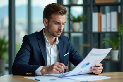 Jeune analyste financier en costume à Zurich