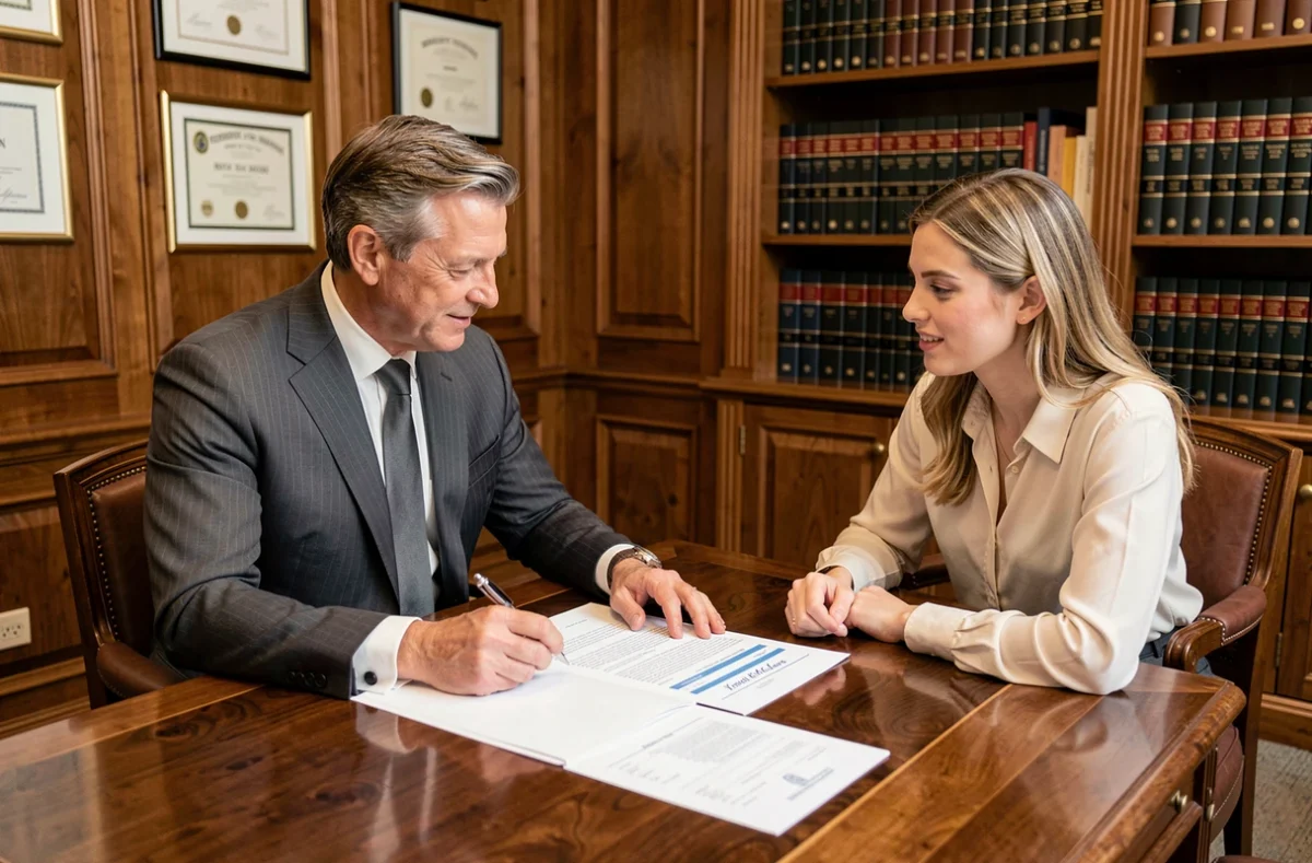 Gérants du Cabinet LR Patrimoine en réunion de conseil autour d'un bilan patrimonial dans un bureau classique