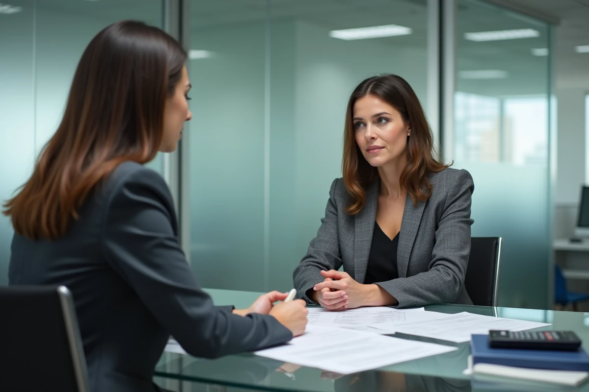 Femme en rendez-vous avec un conseiller fiscal pour corriger une erreur de déclaration d'impôt