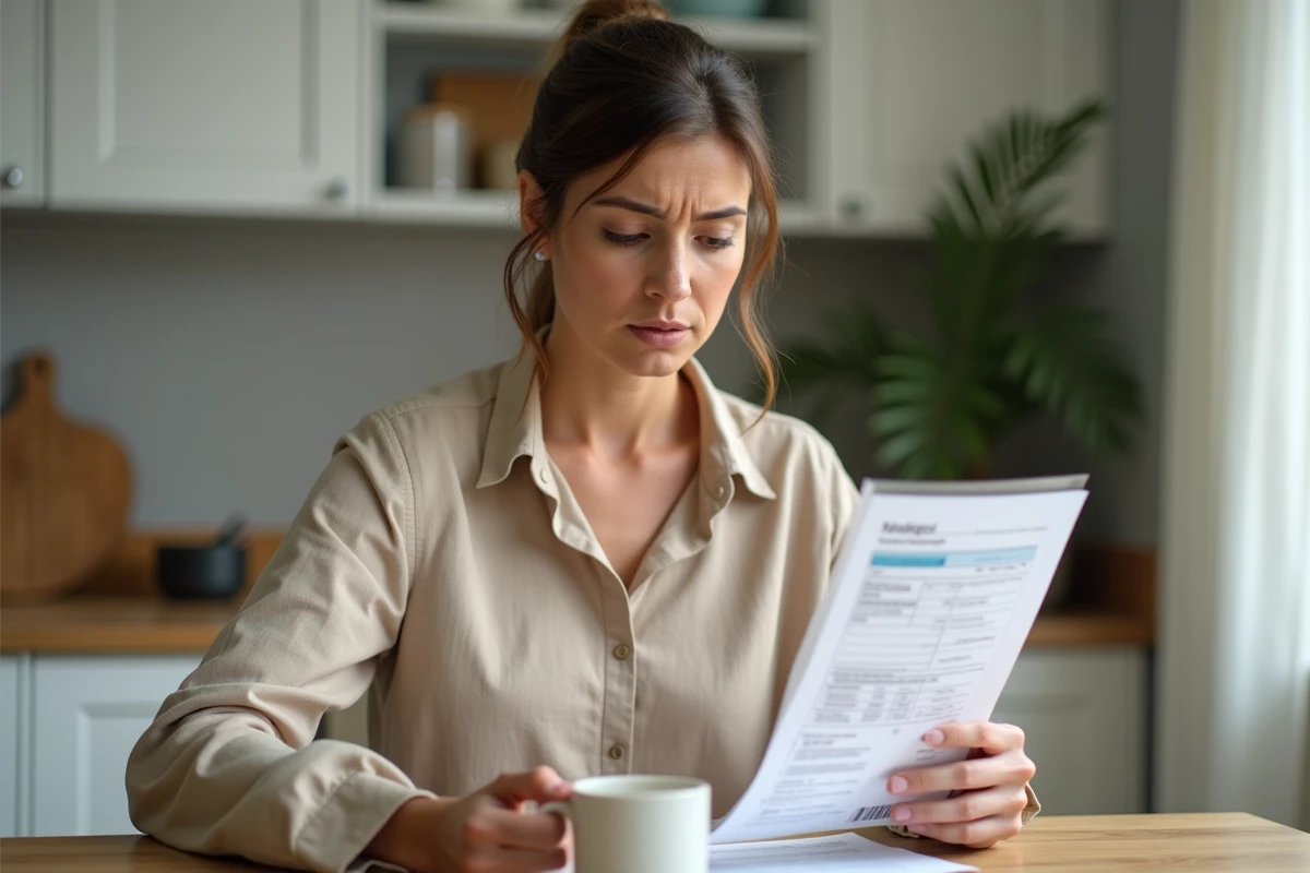 Femme consultant un livret A et des relevés bancaires à la maison pour comprendre ses revenus de placement déclarés à la CAF