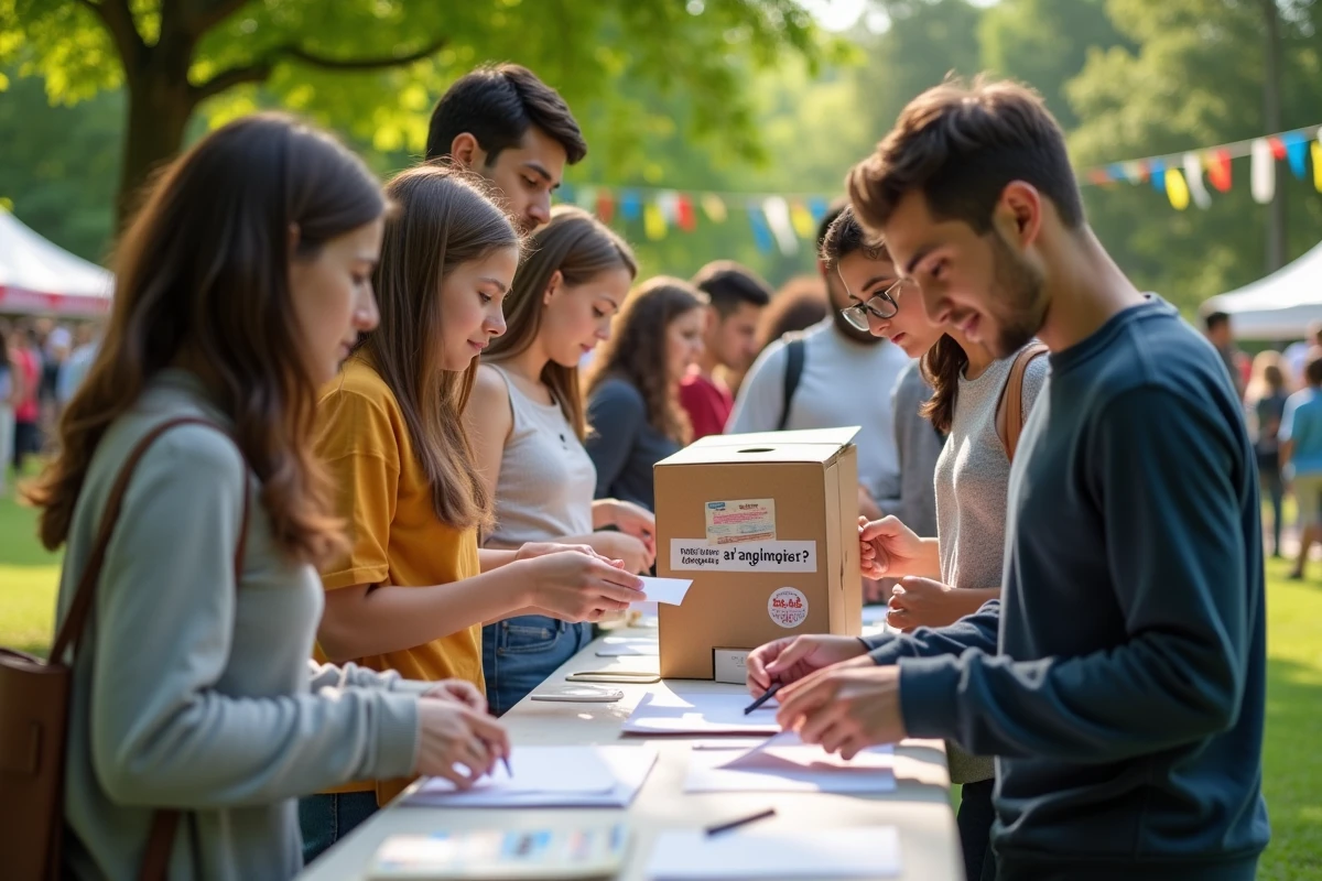 Groupe divers participant à une collecte en extérieur en communauté