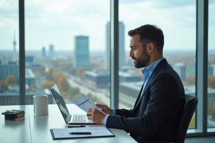 Homme d'affaires en costume dans un bureau luxembourgeois
