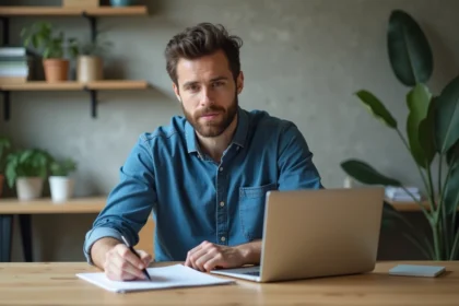 Homme en tenue casual travaillant dans un bureau moderne