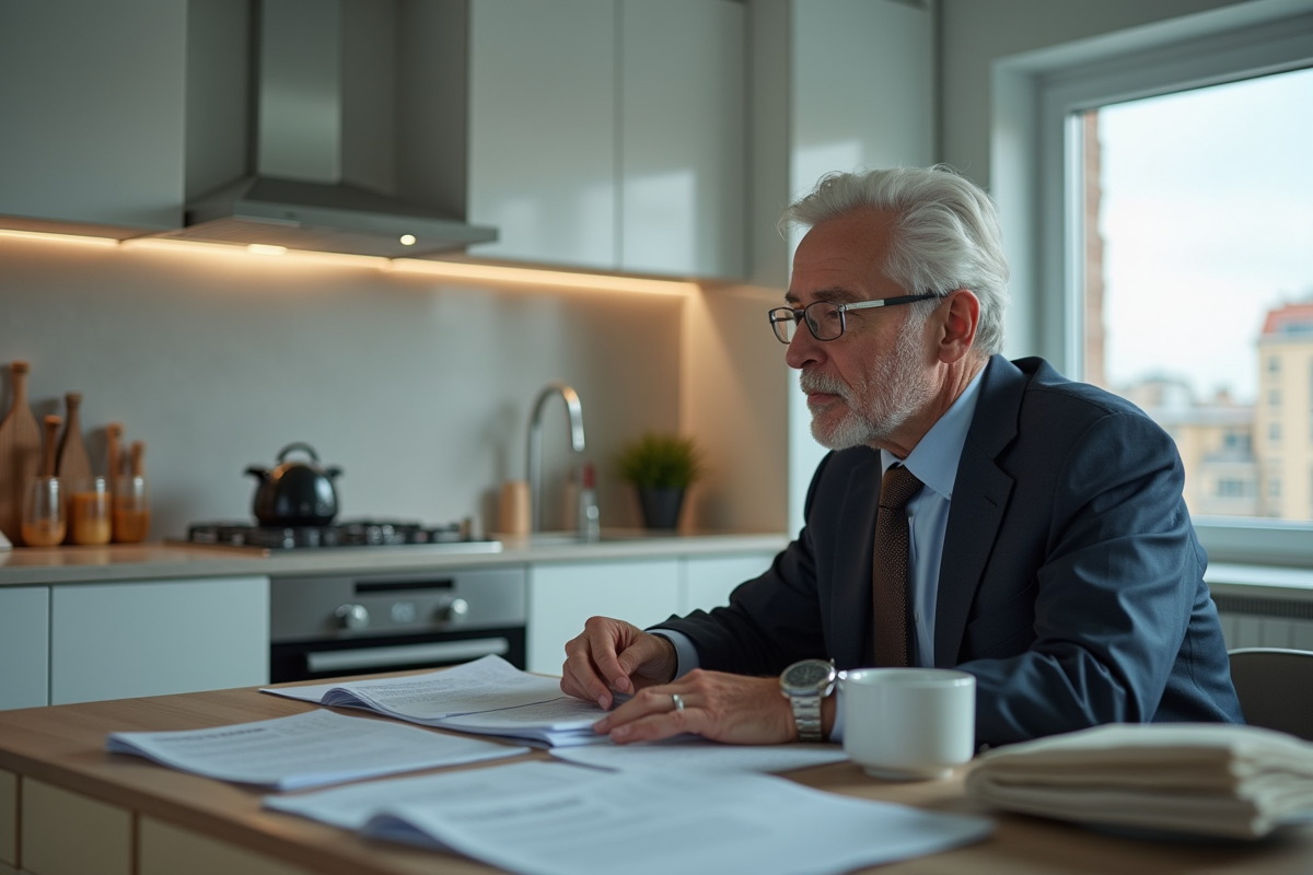 Homme d'âge moyen réfléchissant à ses candidatures