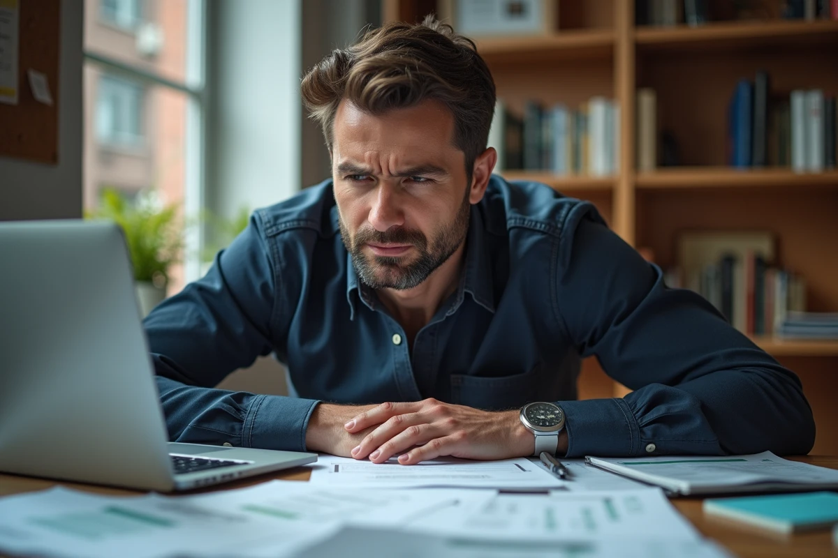 Homme consultant ses relevés bancaires et son espace en ligne pour vérifier un virement CAF manquant