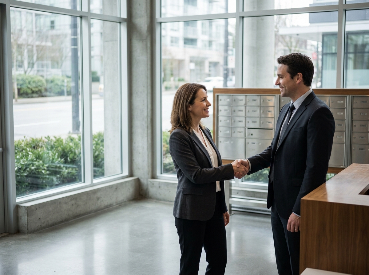 Investisseuse immobilière déléguant la gestion de ses biens à un gestionnaire locatif professionnel