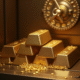 Lingots d'or empiles dans un coffre-fort moderne