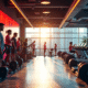 Salle de gym moderne avec équipement haut de gamme et lumière naturelle